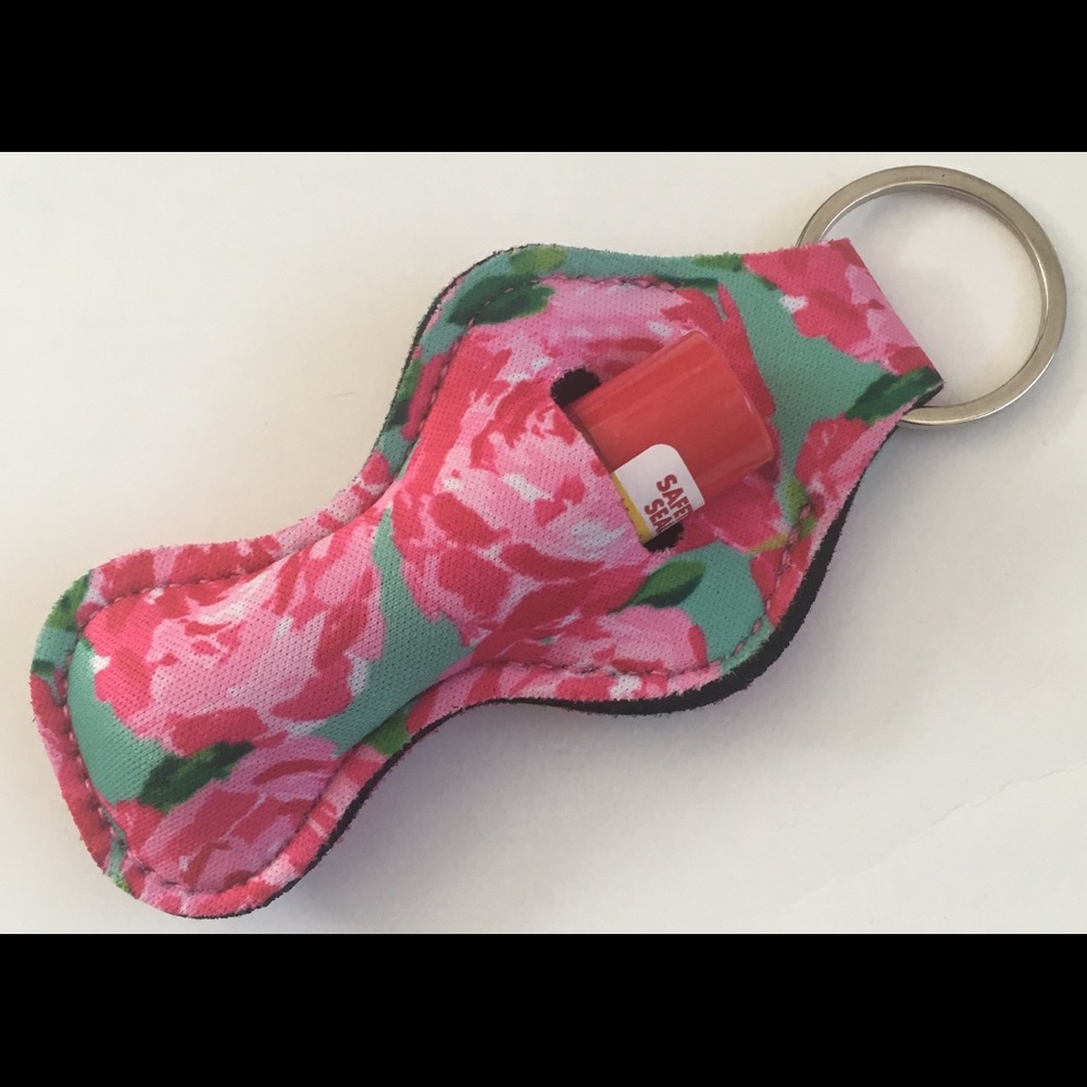 Keychain chapstick holder lipstick floral ikat - Picture 4 of 4